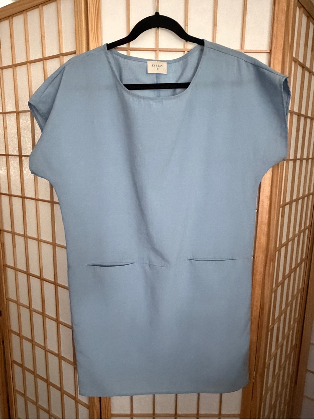 Everly Light Blue Structured Shift Dress